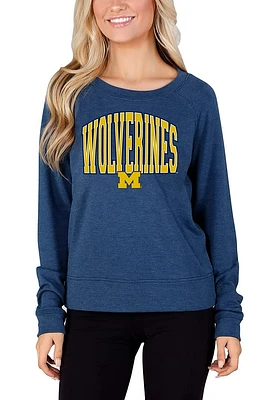Concepts Sport Michigan Wolverines Womens Blue Mainstream Crew Sweatshirt