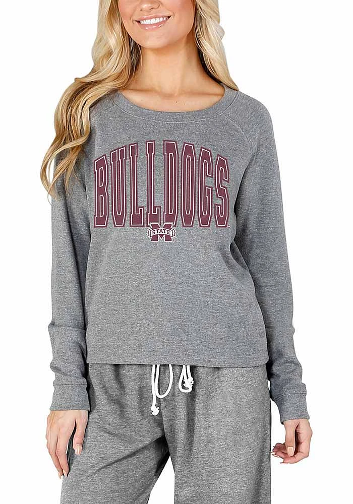 Concepts Sport Mississippi State Bulldogs Womens Grey Mainstream Crew Sweatshirt