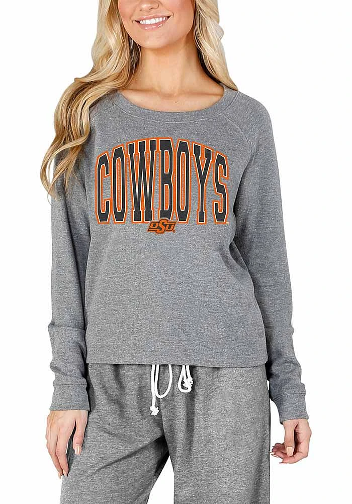 Concepts Sport Oklahoma State Cowboys Womens Grey Mainstream Crew Sweatshirt