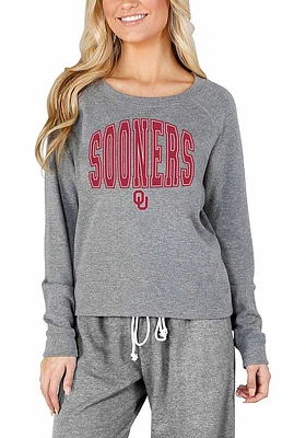 Concepts Sport Oklahoma Sooners Womens Grey Mainstream Crew Sweatshirt