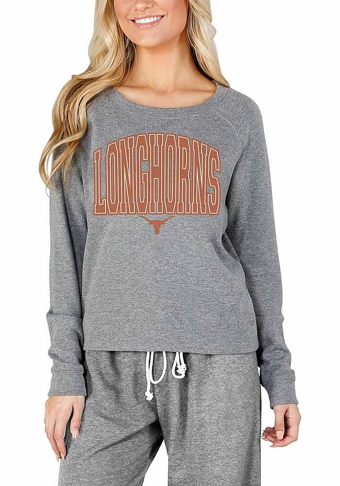 Concepts Sport Texas Longhorns Womens Grey Mainstream Crew Sweatshirt