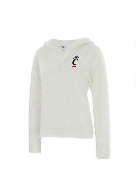 Cincinnati Bearcats Womens White Fluffy Hooded Sweatshirt