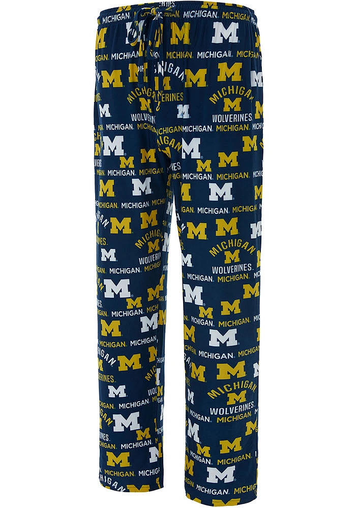 Concepts Sport Michigan Wolverines Mens Blue Flagship Allover Print Sleep Pants