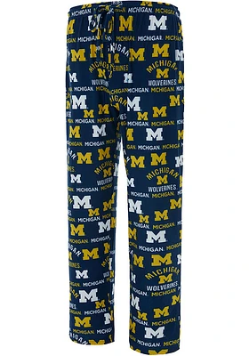 Concepts Sport Michigan Wolverines Mens Blue Flagship Allover Print Sleep Pants