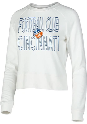Concepts Sport FC Cincinnati Womens White Colonnade Crew Sweatshirt