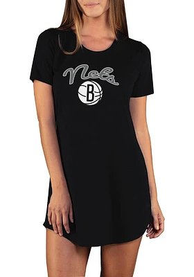 Concepts Sport Brooklyn Nets Womens Black Marathon Loungewear Sleep Shirt