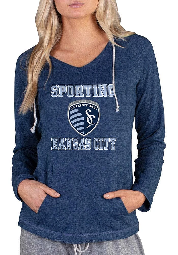 Concepts Sport Sporting Kansas City Womens Navy Blue Mainstream Terry Hooded Sweatshirt