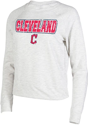 Concepts Sport Cleveland Guardians Womens Oatmeal Mainstream Crew Sweatshirt