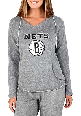 Concepts Sport Brooklyn Nets Womens Grey Mainstream Terry Hooded Sweatshirt