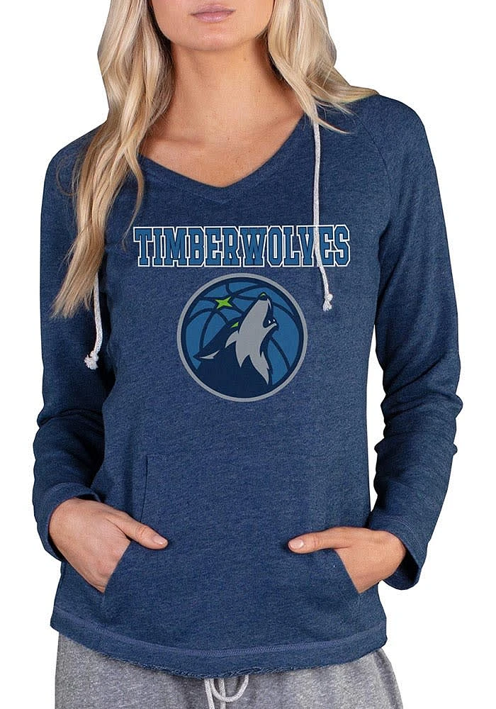 Concepts Sport Minnesota Timberwolves Womens Navy Blue Mainstream Terry Hooded Sweatshirt