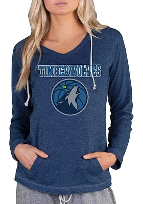 Concepts Sport Minnesota Timberwolves Womens Navy Blue Mainstream Terry Hooded Sweatshirt