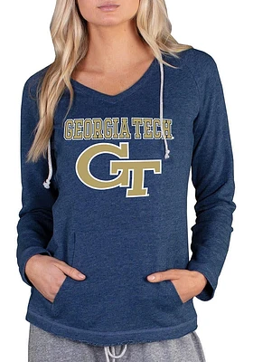 Concepts Sport GA Tech Yellow Jackets Womens Navy Blue Mainstream Terry Hooded Sweatshirt