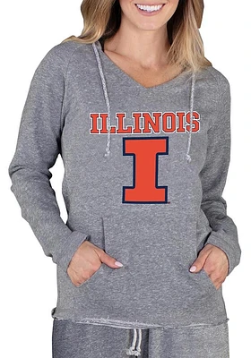 Womens Illinois Fighting Illini Grey Concepts Sport Mainstream Terry Hooded Sweatshirt