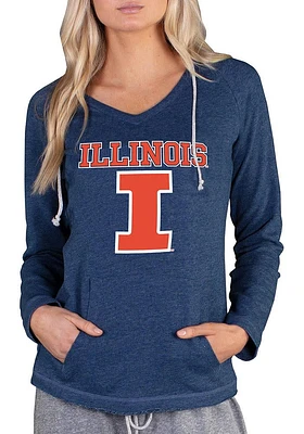 Womens Illinois Fighting Illini Navy Blue Concepts Sport Mainstream Terry Hooded Sweatshirt
