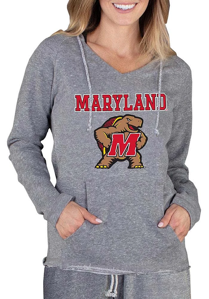 Womens Maryland Terrapins Grey Concepts Sport Mainstream Terry Hooded Sweatshirt
