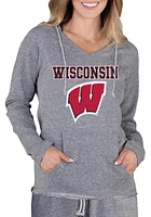 Womens Wisconsin Badgers Grey Concepts Sport Mainstream Terry Hooded Sweatshirt