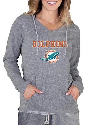 Concepts Sport Miami Dolphins Womens Grey Mainstream Terry Hooded Sweatshirt