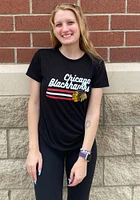 Chicago Blackhawks Womens Black Marathon Short Sleeve T-Shirt