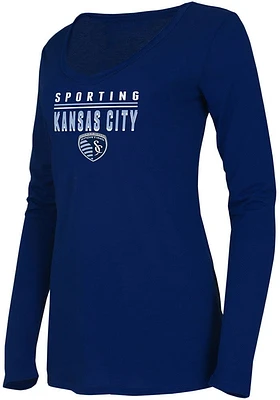 Sporting Kansas City Womens Navy Blue Marathon Style LS Tee