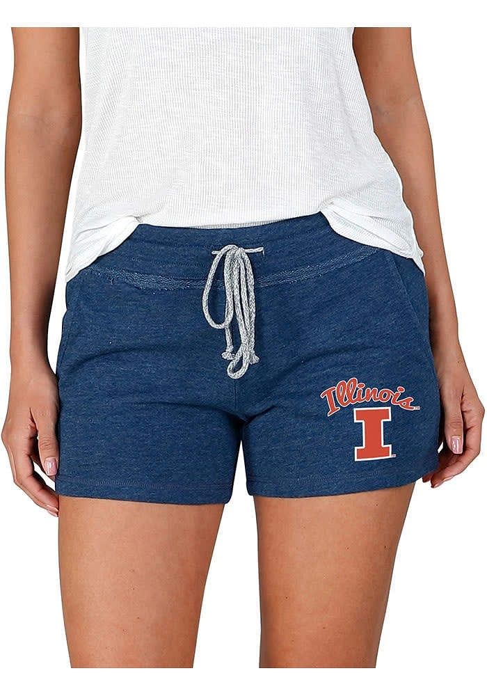 Womens Illinois Fighting Illini Navy Blue Concepts Sport Mainstream Terry Shorts