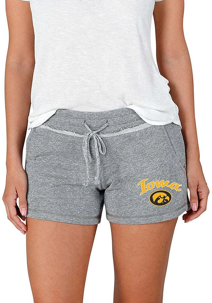 Womens Iowa Hawkeyes Grey Concepts Sport Mainstream Terry Shorts