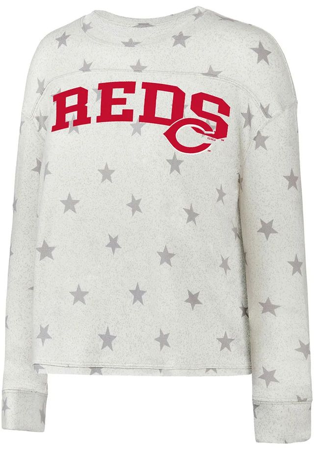 Cincinnati Reds Womens White Agenda Crew Sweatshirt