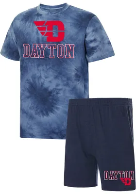 Dayton Flyers Mens Navy Blue Billboard Tie Dye Sleep Pants