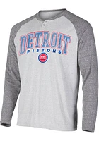 Concepts Sport Detroit Pistons Grey Ledger Long Sleeve Fashion T Shirt
