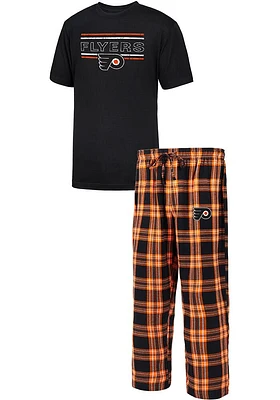 Concepts Sport Philadelphia Flyers Mens Black SS Top and Sleep Pant Set Pants