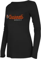 Cincinnati Bengals Womens Black Cursive Marathon LS Tee