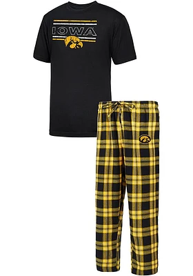 Iowa Hawkeyes Mens Black Badge Set Sleep Pants
