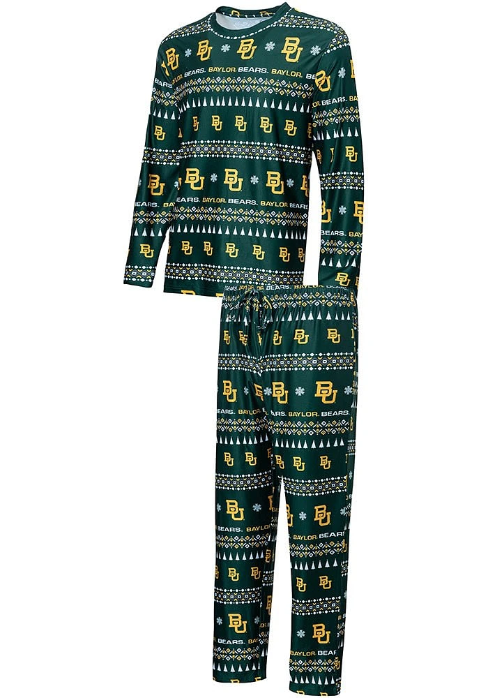 Baylor Bears Mens Green Flurry Matching Set Sleep Pants