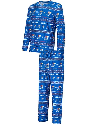 Kansas Jayhawks Mens Blue Flurry Matching Set Sleep Pants