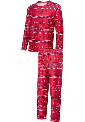 Louisville Cardinals Mens Red Flurry Matching Set Sleep Pants