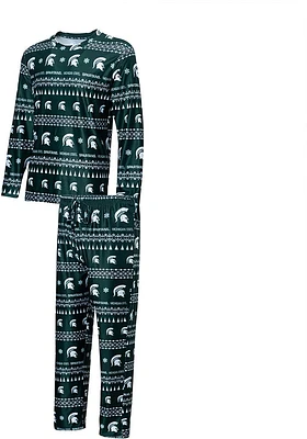 Michigan State Spartans Mens Green Flurry Matching Set Sleep Pants