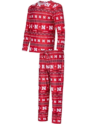 Nebraska Cornhuskers Mens Red Flurry Matching Set Sleep Pants