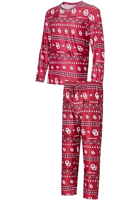 Oklahoma Sooners Mens Crimson Flurry Matching Set Sleep Pants