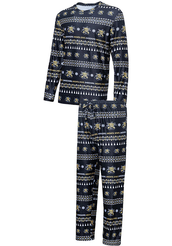 Wichita State Shockers Mens Black Flurry Matching Set Sleep Pants