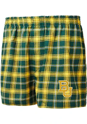 Baylor Bears Mens Green Ledger Plaid Boxer Shorts