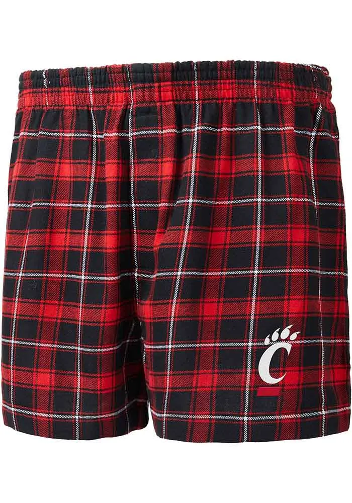 Cincinnati Bearcats Mens Black Ledger Plaid Boxer Shorts