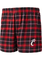 Cincinnati Bearcats Mens Black Ledger Plaid Boxer Shorts