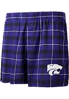 K-State Wildcats Mens Purple Ledger Plaid Boxer Shorts