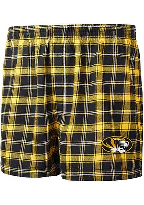 Missouri Tigers Mens Black Ledger Plaid Boxer Shorts