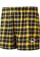 Missouri Tigers Mens Black Ledger Plaid Boxer Shorts