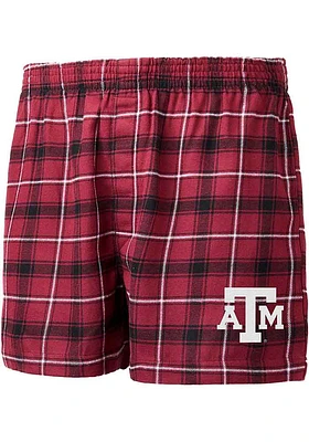 Texas A&M Aggies Mens Maroon Ledger Plaid Boxer Shorts