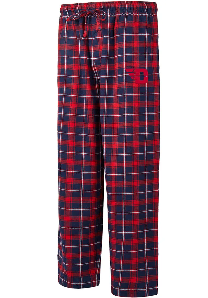 Dayton Flyers Mens Navy Blue Ledger Plaid Classic Sleep Pants