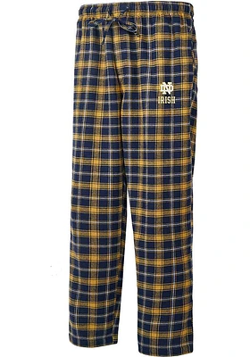 Concepts Sport Notre Dame Fighting Irish Mens Navy Blue Ledger Plaid Sleep Pants