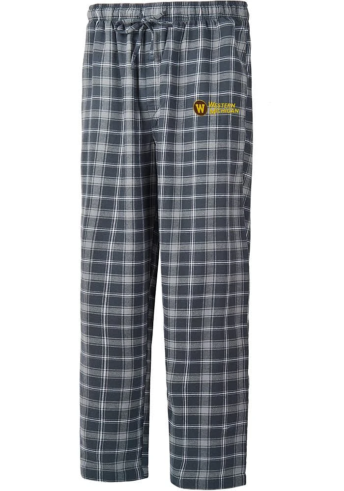 Western Michigan Broncos Mens Charcoal Ledger Plaid Sleep Pants