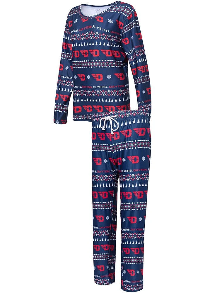 Dayton Flyers Womens Navy Blue Flurry PJ Set