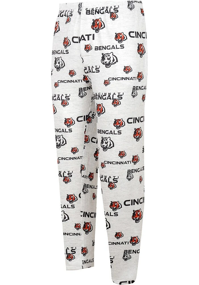 Cincinnati Bengals Mens White Docket Logo Sleep Pants